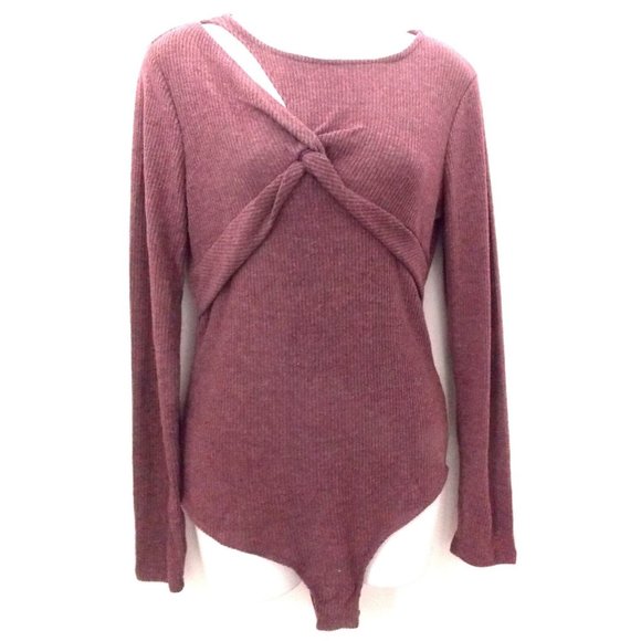 Gilli Purple Body Suit Snap Crotch Long Sleeve Slit Knot Design Casual Small - Picture 1 of 3